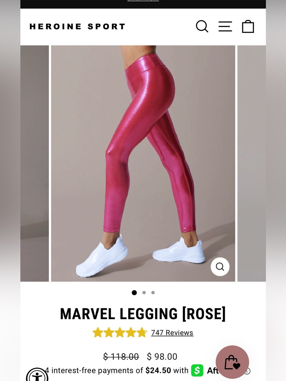 Heroine Sport Girls Metallic Wine Red Leggings